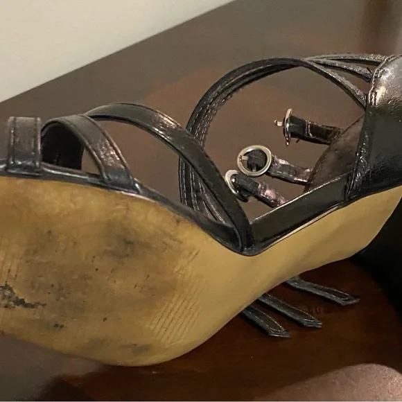 Nine West zipper back, open toe heels in Black - Picture 9 of 9